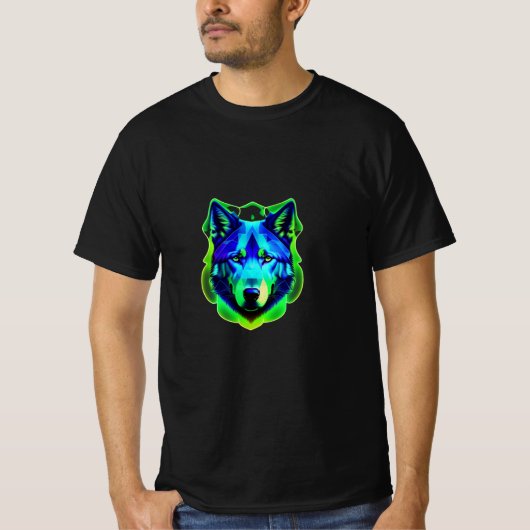 Blauer und grüner Wolf begegnen T - Shirt (Vorderseite)