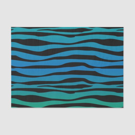 Blauer und grüner Zebra-Tierdruck Seidenpapier (Vorderseite)