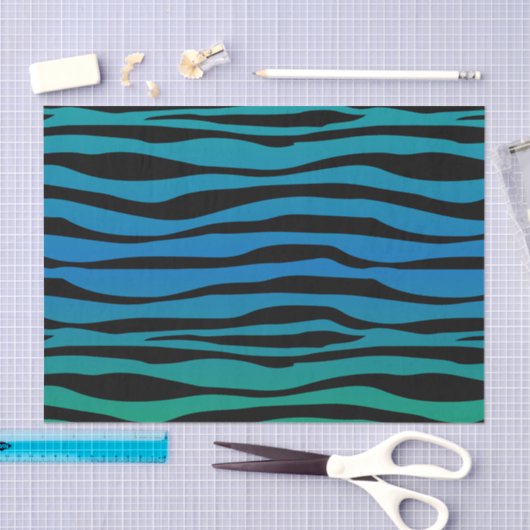 Blauer und grüner Zebra-Tierdruck Seidenpapier (Handwerk)