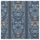 Blauer und hellbrauner Kunst nouveau Streifen Stoff (Nahaufnahme)