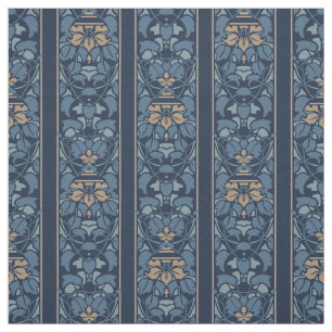 Blauer und hellbrauner Kunst nouveau Streifen Stoff