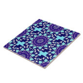 blauer und indigofarbener Mandala Fliese (Seite)