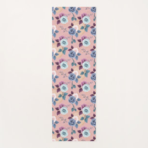 Blauer und Lavendel blühen auf Blüte Yogamatte