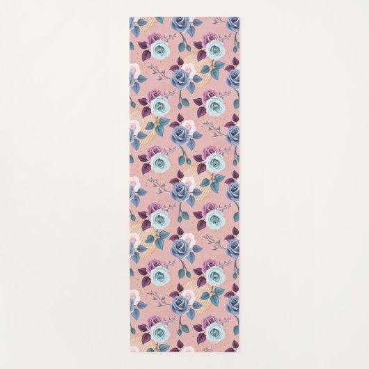 Blauer und Lavendel blühen auf Blüte Yogamatte (Vorderseite)