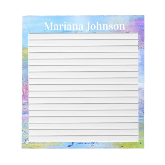 blauer und lila abstrakter Hintergrund mit Linien Notizblock (Vorderseite)