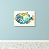 Blauer und Lila Aquarienfisch Leinwanddruck (Insitu (Holzboden))