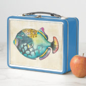 Blauer und Lila Aquarienfisch Metall Lunch Box (Beispiel)