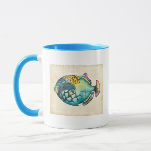 Blauer und Lila Aquarienfisch Tasse (Links)