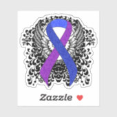 Blauer und Lila Band mit Flügeln Aufkleber (Blatt)