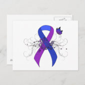 Blauer und Lila Band mit Schmetterling Postkarte (Vorne/Hinten)