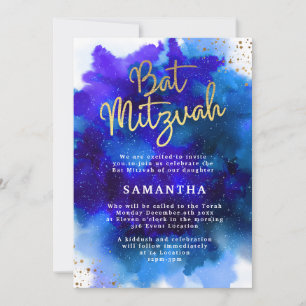 Blauer und Lila Bat Mitzvah Einladung