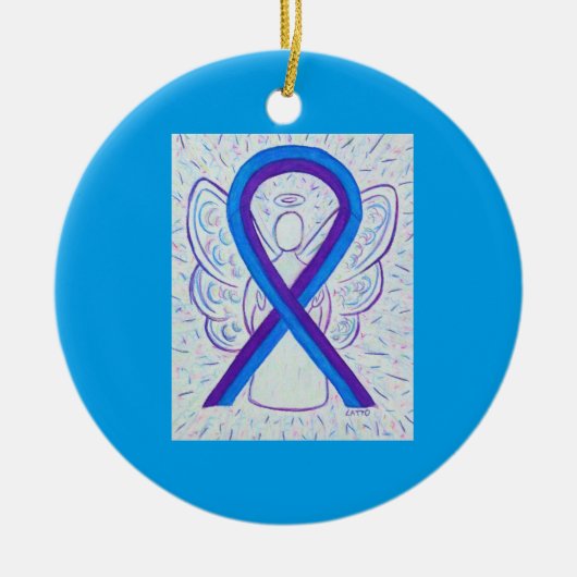 Blauer und Lila Biergarten Keramikornament (Vorne)