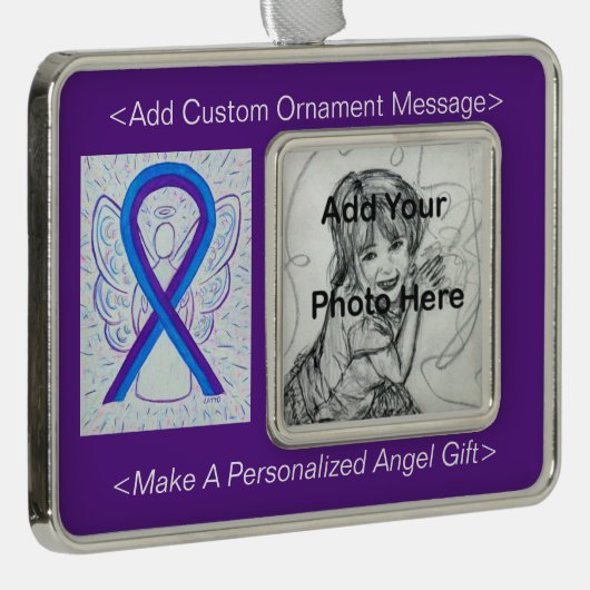 Blauer und Lila Biergarten Rahmen-Ornament Silber (Rechts)