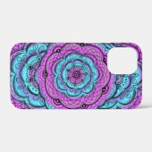 Blauer und Lila Blume Doodle Case-Mate iPhone Hülle (Rückseite (Horizontal))