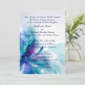 Blauer und Lila Blumenentwurf Einladung zur Hochze (Stehend Vorderseite)