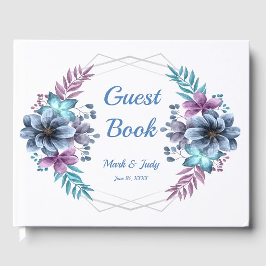 Blauer und Lila Blumenkohl Gästebuch (Vorderseite)