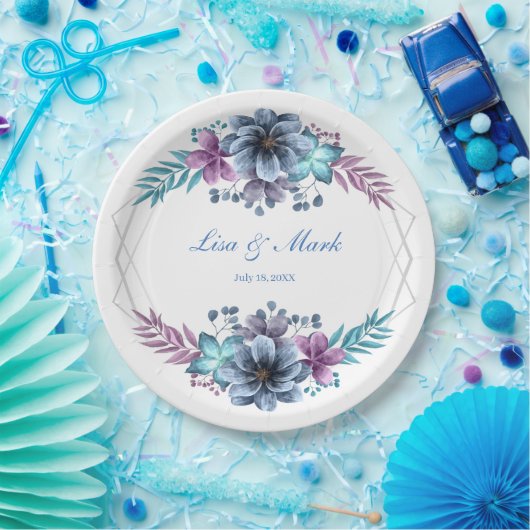 Blauer und Lila Blumenkohl Pappteller (Party)