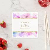 Blauer und Lila Blütengoldrahmen Serviette (Beispiel)