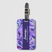 Blauer und Lila Eleganter Marmor Abstrakt Gepäckanhänger (Vorderseite Vertikal)