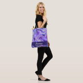 Blauer und Lila Eleganter Marmor Abstrakt Personal Tasche (Am Model)