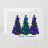 Blauer und Lila froher Weihnachtsbaum Postkarte (Vorne/Hinten)