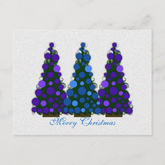 Blauer und Lila froher Weihnachtsbaum Postkarte (Vorderseite)
