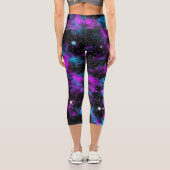 Blauer und Lila Galaxie Neon Yoga Capri Leggings (Rückseite)