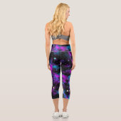 Blauer und Lila Galaxie Neon Yoga Capri Leggings (Rückseite)