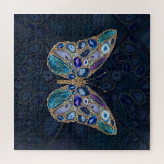 Blauer und Lila Geodes-Schmetterling Puzzle (Horizontal)