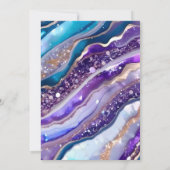 Blauer und Lila Glitzer Marbella Agate Abschluss Einladung (Rückseite)