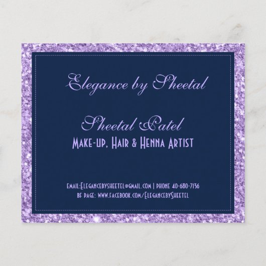 Blauer und Lila Glitzer Texturdruck Flyer (Hinten)