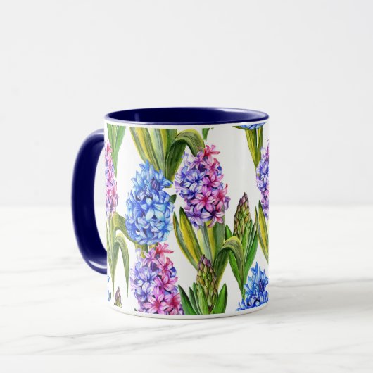 Blauer und Lila Hyacinth Tasse (Vorderseite Links)