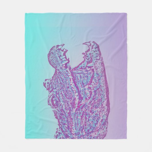 Blauer und Lila Krokodil Fleecedecke (Vorderseite)