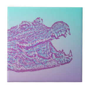 Blauer und Lila Krokodil Fliese