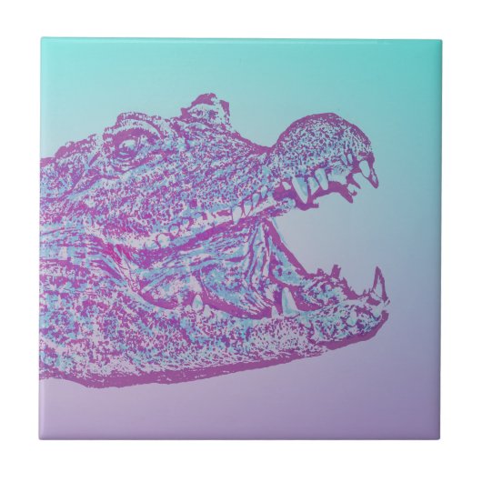 Blauer und Lila Krokodil Fliese (Vorderseite)
