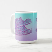 Blauer und Lila Krokodil Kaffeetasse (Vorderseite Links)