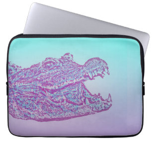 Blauer und Lila Krokodil Laptopschutzhülle