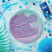 Blauer und Lila Krokodil Pappteller (Party)