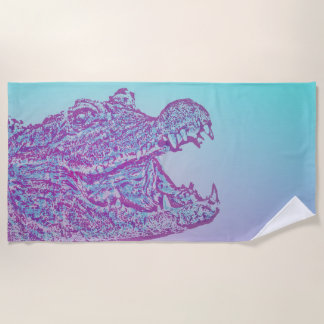 Blauer und Lila Krokodil Strandtuch