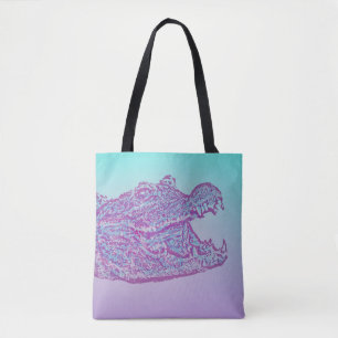Blauer und Lila Krokodil Tasche