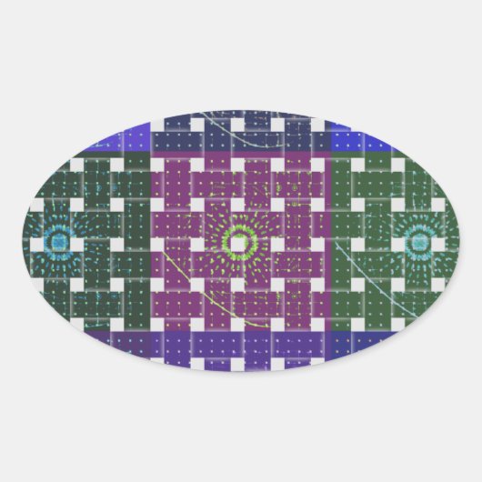 Blauer und Lila Kunstdruck Ovaler Aufkleber (Vorderseite)