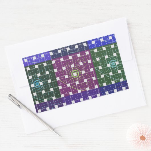 Blauer und Lila Kunstdruck Rechteckiger Aufkleber (Umschlag)