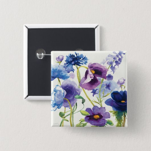 Blauer und lila Mischgarten Button (Vorne & Hinten)