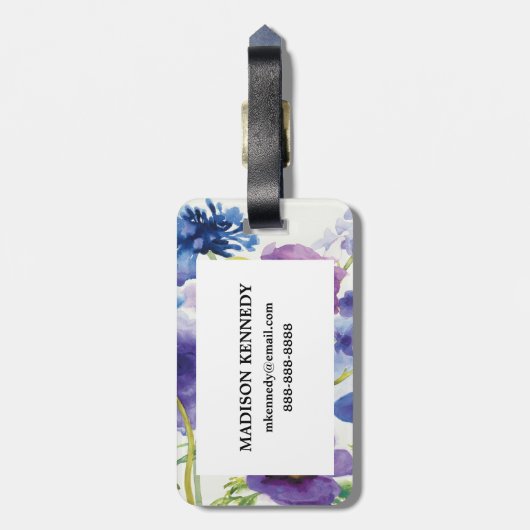 Blauer und lila Mischgarten Gepäckanhänger (Rückseite vertikal)