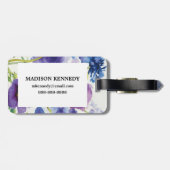 Blauer und lila Mischgarten Gepäckanhänger (Rückseite horizontal)