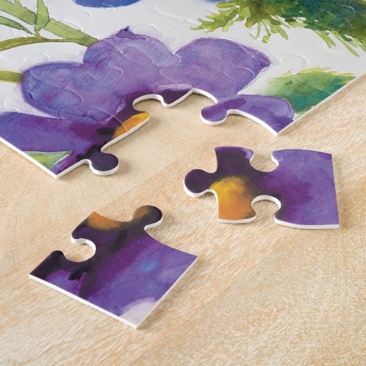 Blauer und lila Mischgarten Puzzle (Seite)