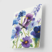 Blauer und lila Mischgarten Quadratische Wanduhr (Winkel)