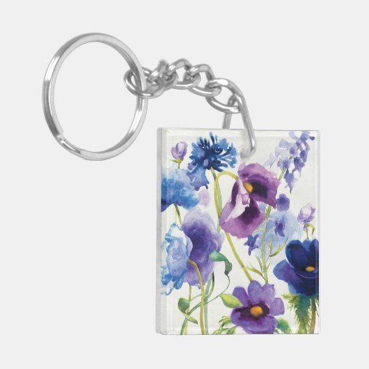 Blauer und lila Mischgarten Schlüsselanhänger (Vorderseite links)