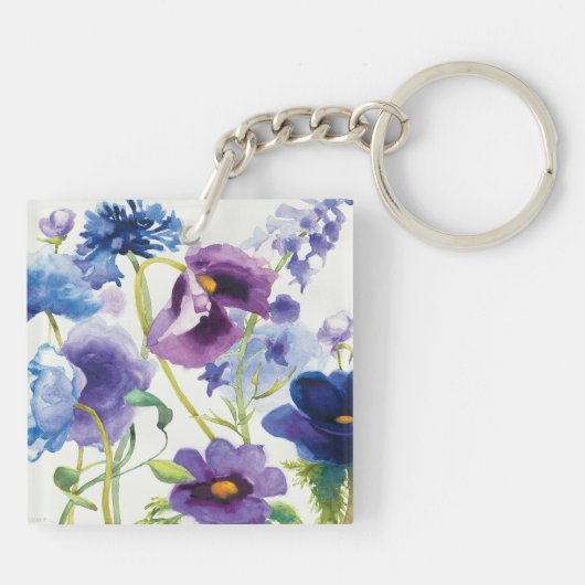 Blauer und lila Mischgarten Schlüsselanhänger (Rückseite)