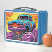 Blauer und Lila Monster-Lkw Metall Brotdose (Beispiel)